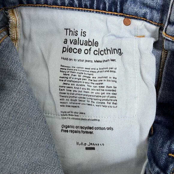 Nudie Jeans Men’s Lean Dean Straight Leg Jeans Size 32x34 Medium Wash Stretch - Picture 9 of 9